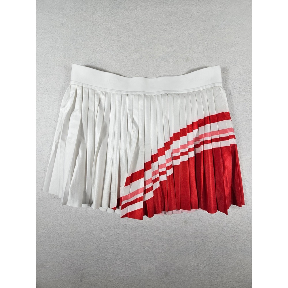 Athleta Match Point Pleated Colorblock Skort White Red Tennis Golf Skirt Large